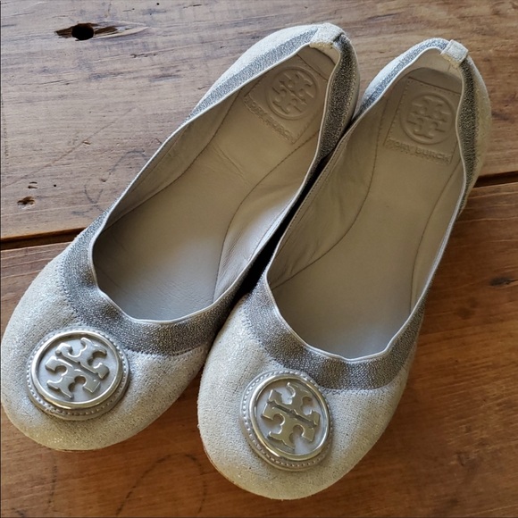 Tory Burch Shoes - Tory Burch ballet flats.  Gray with dark grey accent.